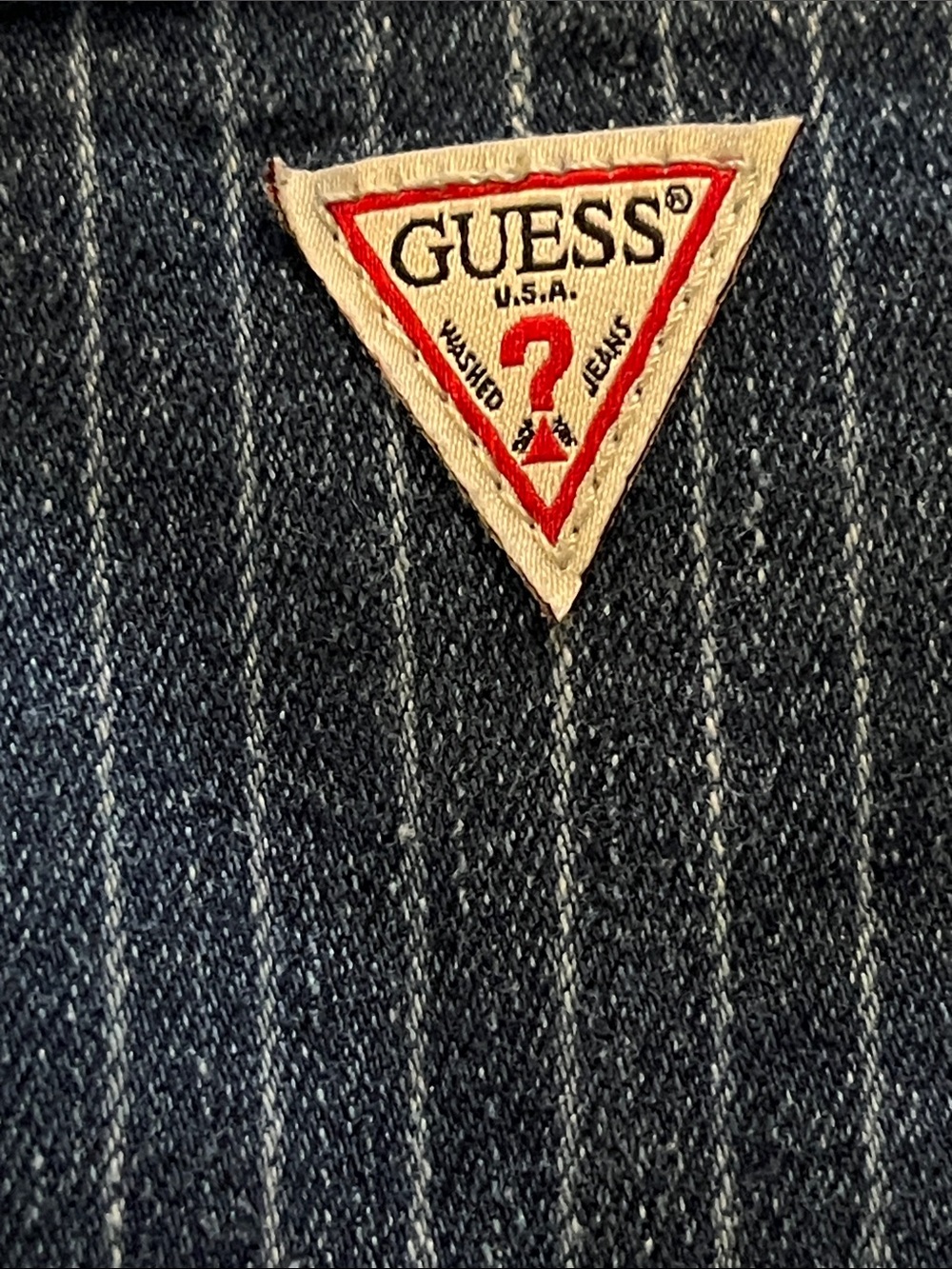 Vintage GUESS Navy Pinstripe Relaxed Jeans - Picture 2 of 5